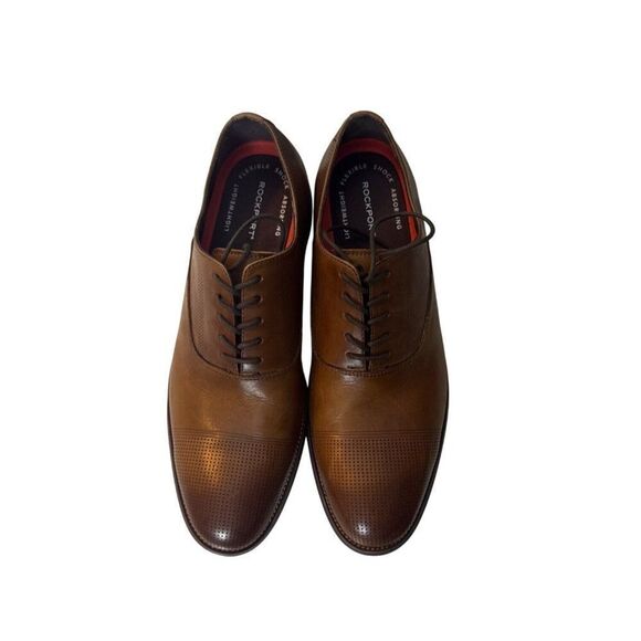 Mens Size 10 Brown Leather Oxfords By Kenneth Cole Reaction - Picture 1 of 6